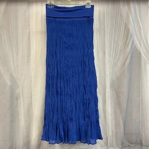 Aeropostale Crinkle Maxi Skirt Women’s M Blue Foldover Waist 37” Length NWT